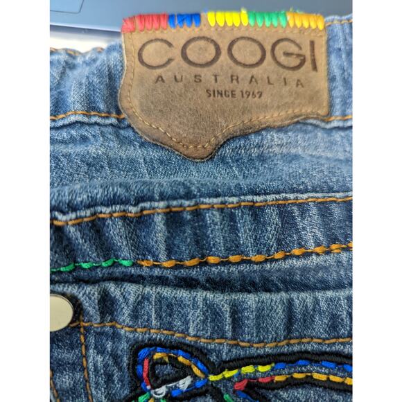 Coogi Vintage 90's Y2K Jean Shirts Rainbow Stitching Low Rise - Picture 5 of 10